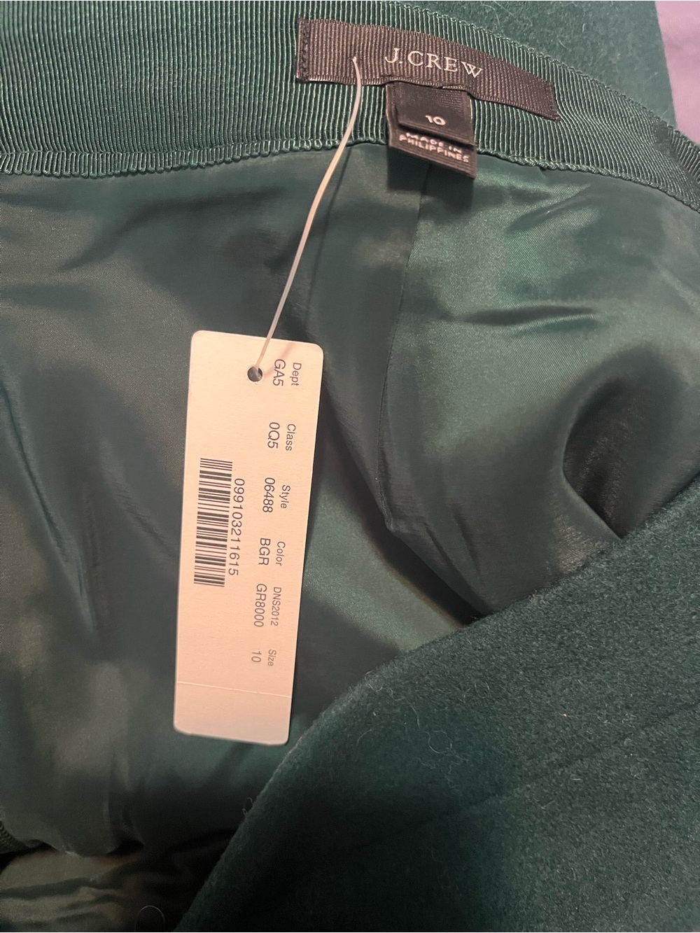 J. Crew Dark Green Mini Skirt with Scalloped Hem - Picture 5 of 6